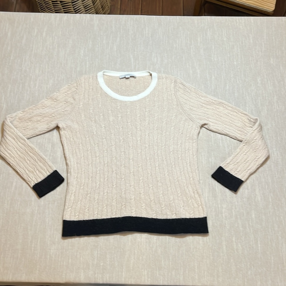 Ann Taylor Loft  Cream/white and black long sleeve
